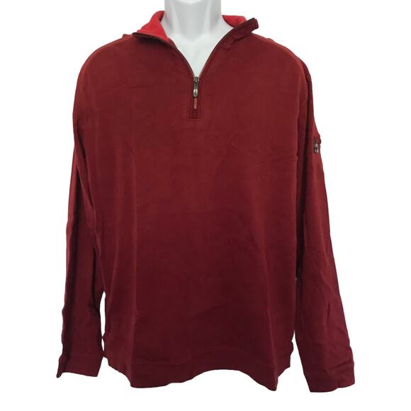 Tommy Bahama Red Pima Cotton Quarter Zip Pullover L - Picture 1 of 14